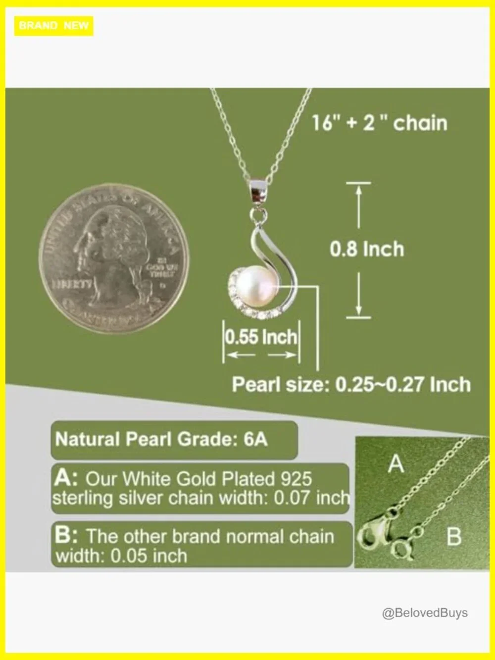 Sterling Silver Freshwater Pearl Necklace, Adjustable Chain, Teen Girl Gift